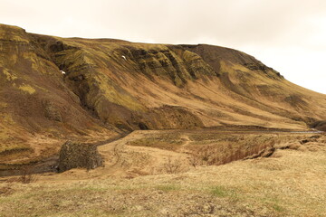 View on a mountain in the Golden Circle which is a tourist area in southern Iceland