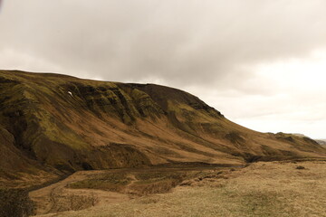 View on a mountain in the Golden Circle which is a tourist area in southern Iceland