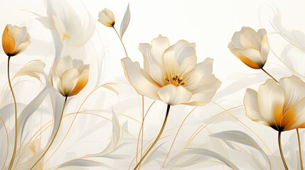  a close up of a bunch of flowers on a white background with a blurry image of flowers in the background.