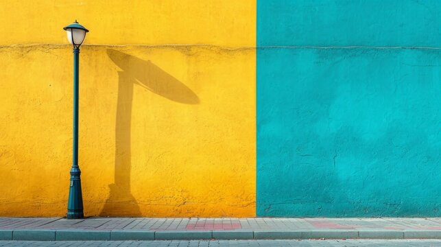 minimalist vivid advertisment background with handsome street clener and copy space