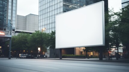 Billboard on the street in the city, massive marketing, technology concept