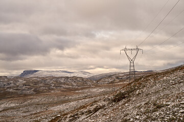 Pylons in Aurland Highland: Stark Beauty in Late Autumn