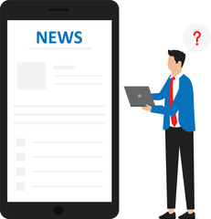 Two young people animation wearing face mask while looking news on a mobile phone concept
