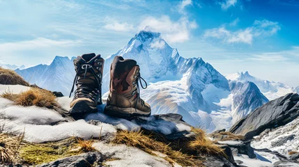 Acrylglas douchewanden met foto Dolomieten hiking in the mountains in winter