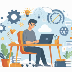 businessman working on laptop