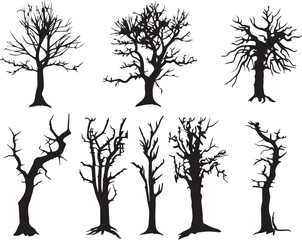 Set Trees. Hand drawn vector illustration