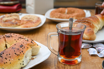 tea and buns and bagels in a Turkish teahouse 1