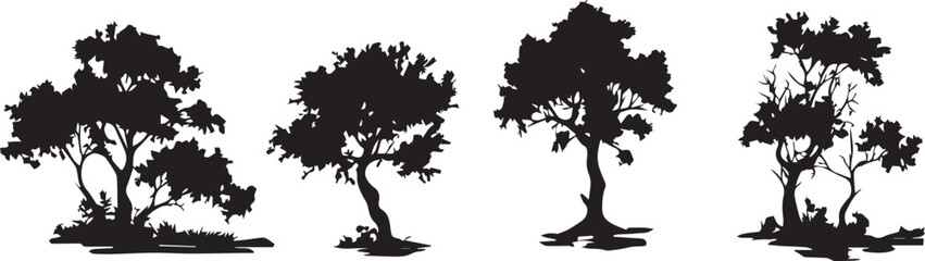 Set Trees. Hand drawn vector illustration