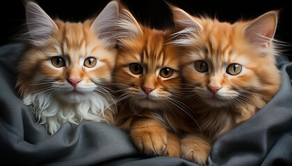 Cute kitten and puppy sitting together, nature playful friendship generated by AI