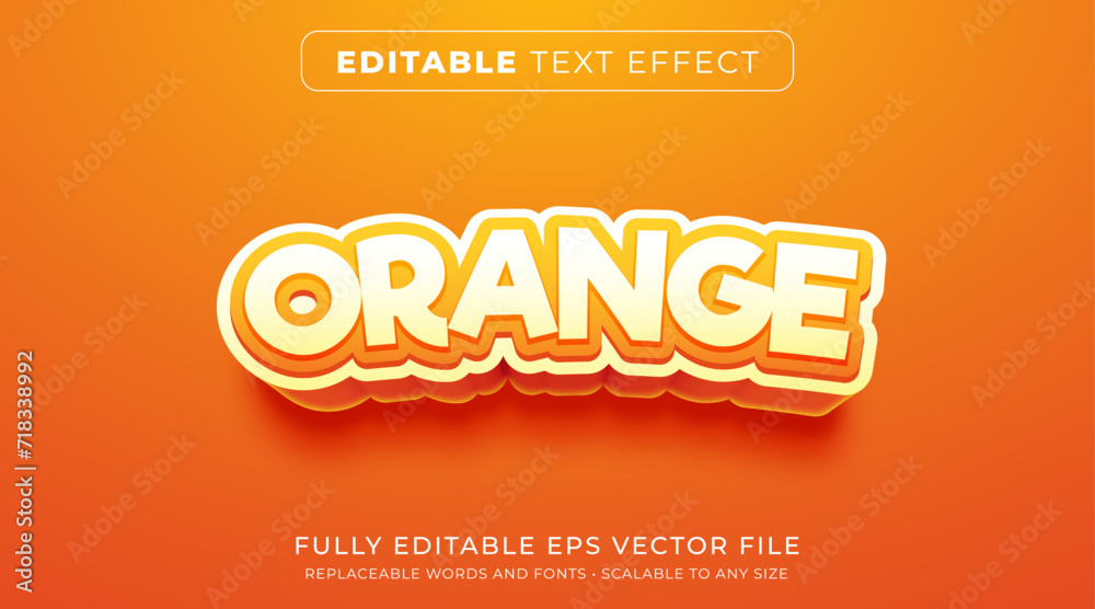 Wall mural editable text effect in orange text style