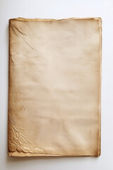 blank vintage glassine page on white background with full depth of field and deep focus fusion
