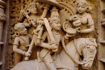 Statues at Rani ki Vav (Stepwell) at Patan, Gujarat, India