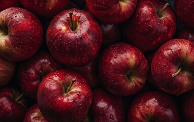 Fresh red apples with water drops close up. - Powered by Adobe