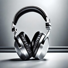display of high-quality headphones set against a sleek and modern silver background