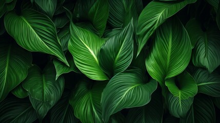Abstract Green Texture of Tropical Leaf Generative AI