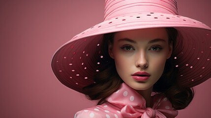 Playful Pink Hat with Polka Dots Generative AI