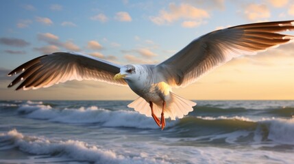 Graceful Seagull in Flight Generative AI