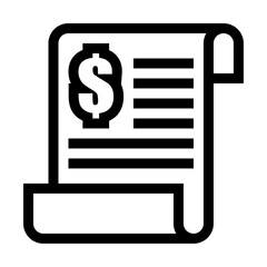Icono de factura. Documento comercial, datos, transacción mercantil. Ilustración vectorial
