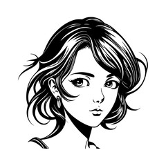 Beautiful girl Hairstyle Vector Illustration Silhouette