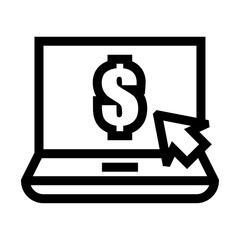 Icono de pagar en línea. Transacción, negocio digital, tipo de pago. Ilustración vectorial