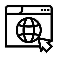 Icono de página web. Navegación, búsqueda global, ventana del navegador. Ilustración vectorial