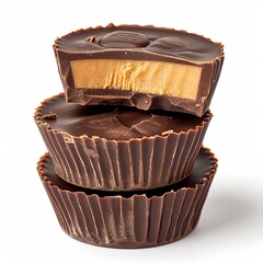 Peanut butter cups isolated on white 