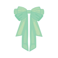 Green bow on white background
