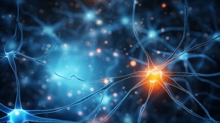 Fototapeta na wymiar Interconnecting Neural Brain Nerve Cells Through Synapses Generative AI