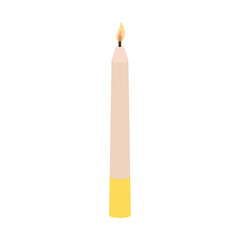 Glowing candle on white background