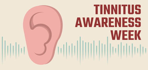 Fototapeta premium Banner for Tinnitus Awareness Week with human ear