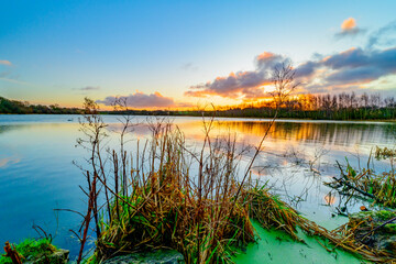 sunset over the lake, Cold Hiendley