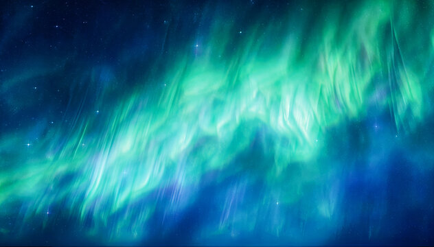 A sky filled with stars aurora green and  blue dancing in the sky
