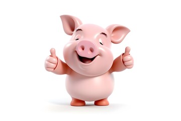 pig show thumb up sigh isolated on white background