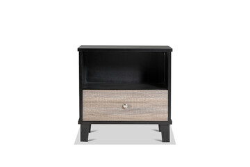  modern wood bedside table isolated on white background