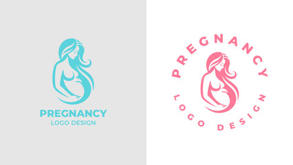 Pregnant woman logo desgn vector, Pregnancy logo Design Vector, woman pregnant Idea logo design inspiration Pregnancy healthcare minimal logo design template, maternity logo.