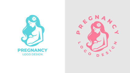 Pregnant woman logo desgn vector, Pregnancy logo Design Vector, woman pregnant Idea logo design inspiration Pregnancy healthcare minimal logo design template, maternity logo.