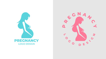 Pregnant woman logo desgn vector, Pregnancy logo Design Vector, woman pregnant Idea logo design inspiration Pregnancy healthcare minimal logo design template, maternity logo. - obrazy, fototapety, plakaty