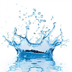 transparent blue water splash and drops isolated on white backgrtransparent blue water splash and drops isolated on white background with full depth ound with full depth of field and deep focus fusion