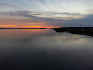 sunset over the river