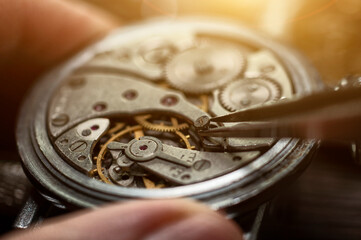 Mechanical watch adjustment, watchmaker workshop