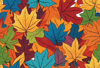 Naklejka na ściany i meble Colorful Geometric Fall Foliage Art