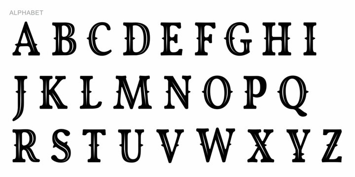 Alphabet Split Monogram, Split Letter Monogram, Alphabet Frame Font. Laser cut template. Initial monogram letters.
