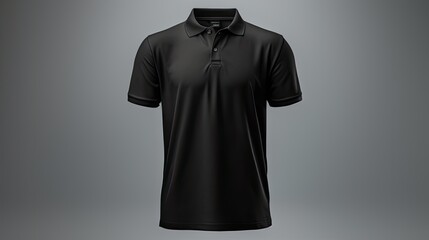 Black shirt or T-shirt. Uniform lighting was applied to accurately capture the color and texture of the black polo shirt.