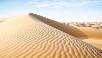 vast expanse of sand dunes under a clear blue sky