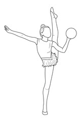 Sketch silhouette of a gymnast in a sports pose, isolated vector