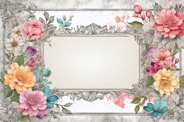 vintage framework for invitation or congratulation, aged paper and shabby chic look style