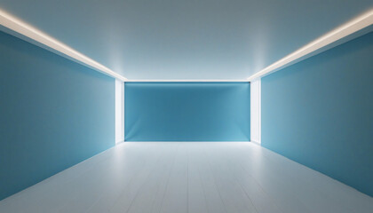 Fototapeta premium Abstract 3D Render of Blue Background with Bright Light Through Window in Dark Room