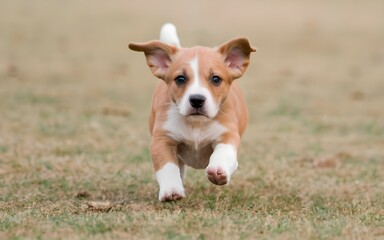 Cute puppies running in the nature, pets, dogs