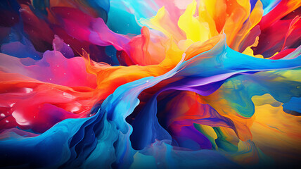 Abstract colorful oil painting on canvas texture. Hand drawn brush stroke, oil color paintings background. Modern art oil paintings with yellow, red color. Abstract contemporary art for background