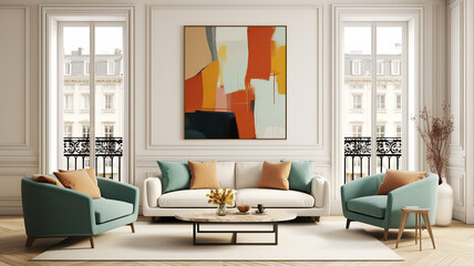 Fototapeta premium Modern interior. Art Home. Generative AI